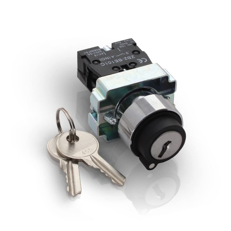 SHOPCORP 2 Position Maintained Selector Rotary Key Switch - Self-Lock Switch, 22mm Mounting Hole Size, 1NO Control Function, 415V Voltage and 10A Contact Current - XB2-BG21 Model - Image 1